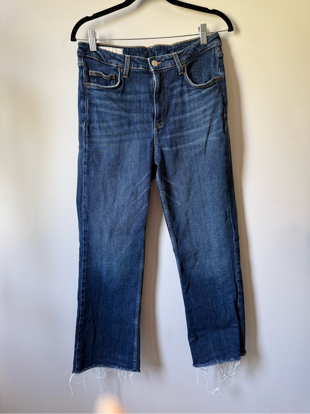 Zara Women's Dark Blue Cropped Ankle Jeans